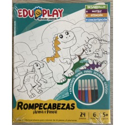 ROMPECABEZAS PARA COLOREAR DINOSAURIOS