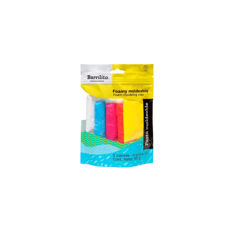 FOAMY MOLDEABLE, BOLSA DE 50 GRS. 5 COLORES.
